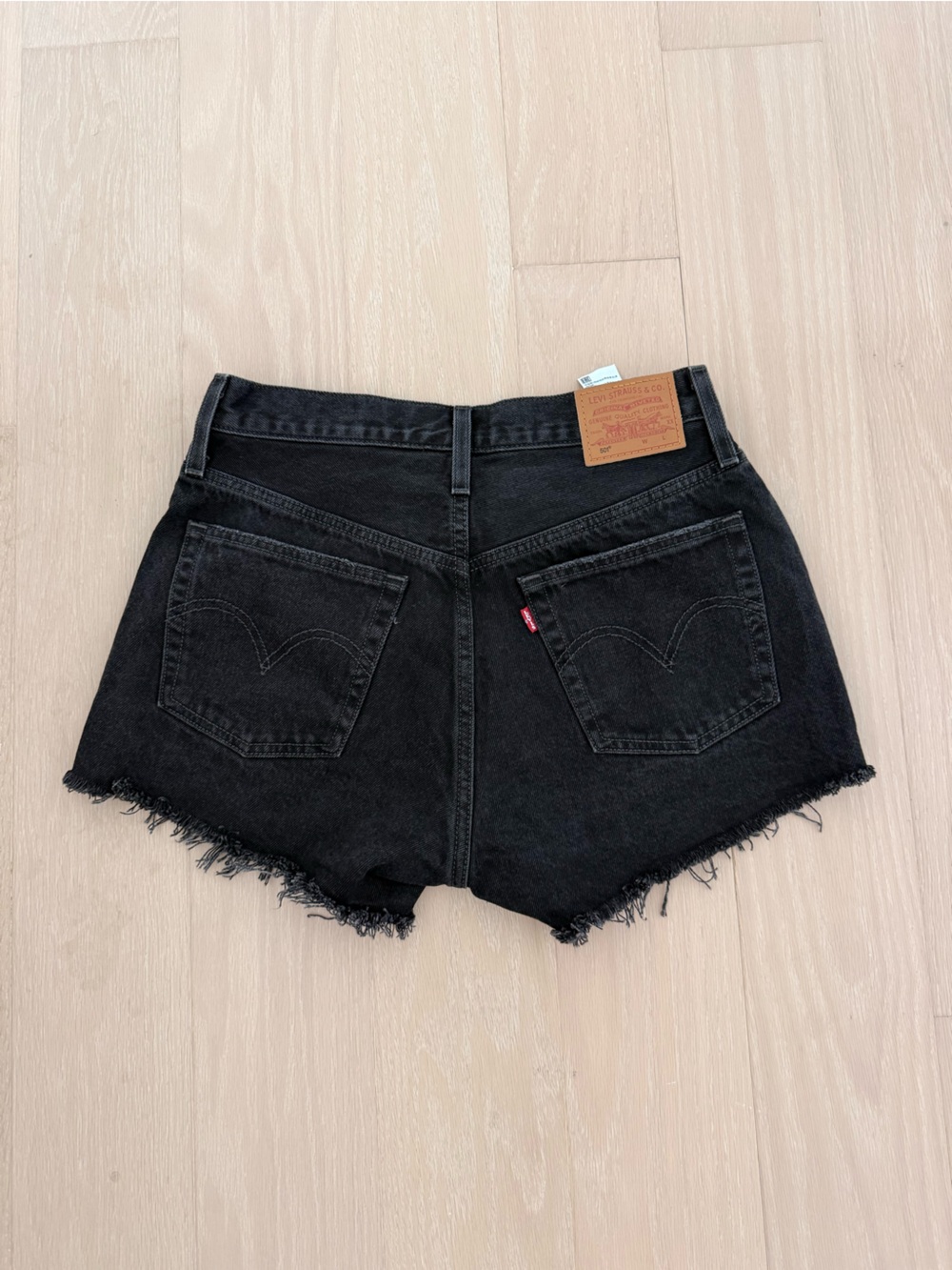 Levi's Black Distressed 501 Denim Cutoff Shorts - Picture 2 of 2